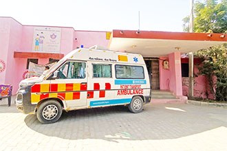 An ambulance parked outside Primary Health Centre Kuchil