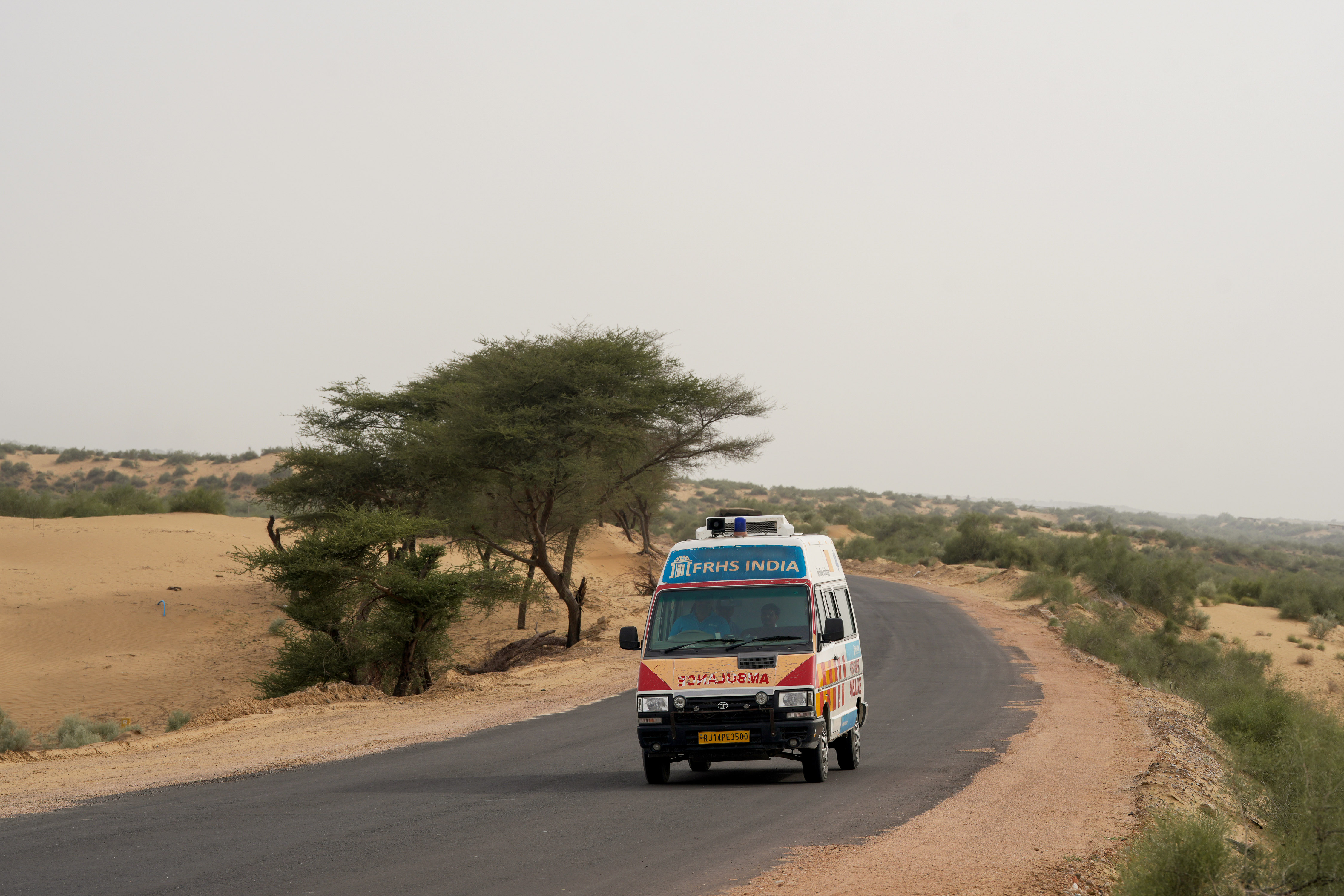 An FRHS India ambulance travelling to a remote outreach location