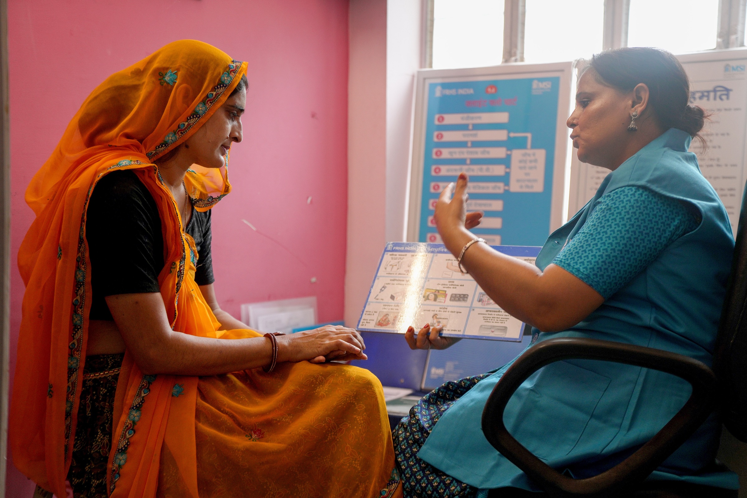 An FRHS India counsellor speaking with a client